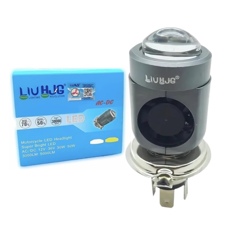 LIU HJG Motorcycle LED Headlight Bulb Yellow/White With H4 Fitting (DC 12V-36V) (30W-50W, Pack Of 1)