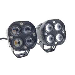 LIU HJG 80W Yellow-White Super Bright LED fog light for Bike/Car and SUV, 4 LED DRIVING LAMP with low/high beam (Pack of 2Pcs With Clamp)